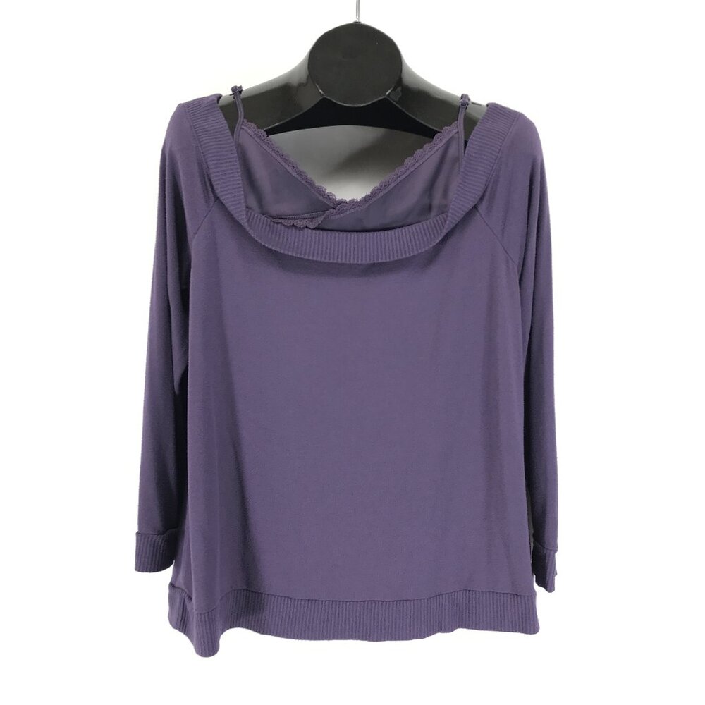 Lane Bryant Cold Shoulder Twofer Sweater Women's Plus Size 14/16 Purple Layered